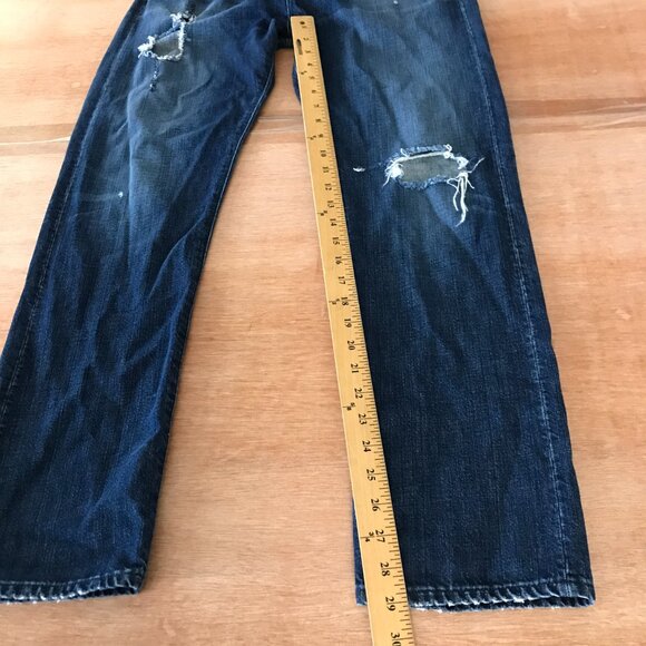 3x1 NYC Jeans Men 32x37 Blue Mid Rise Distressed Button Fly Medium Wash Stretch - Picture 6 of 12